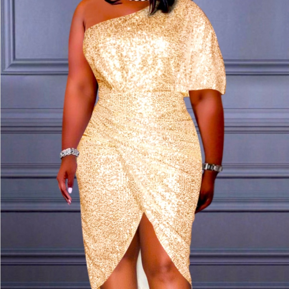 Champagne formal sequence dress
